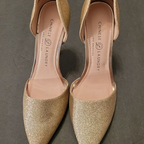 BRAND NEW CHINESE LAUNDRY POINTED TOE GOLD  SHIMMER GLITTER SHOES - Picture 5 of 16